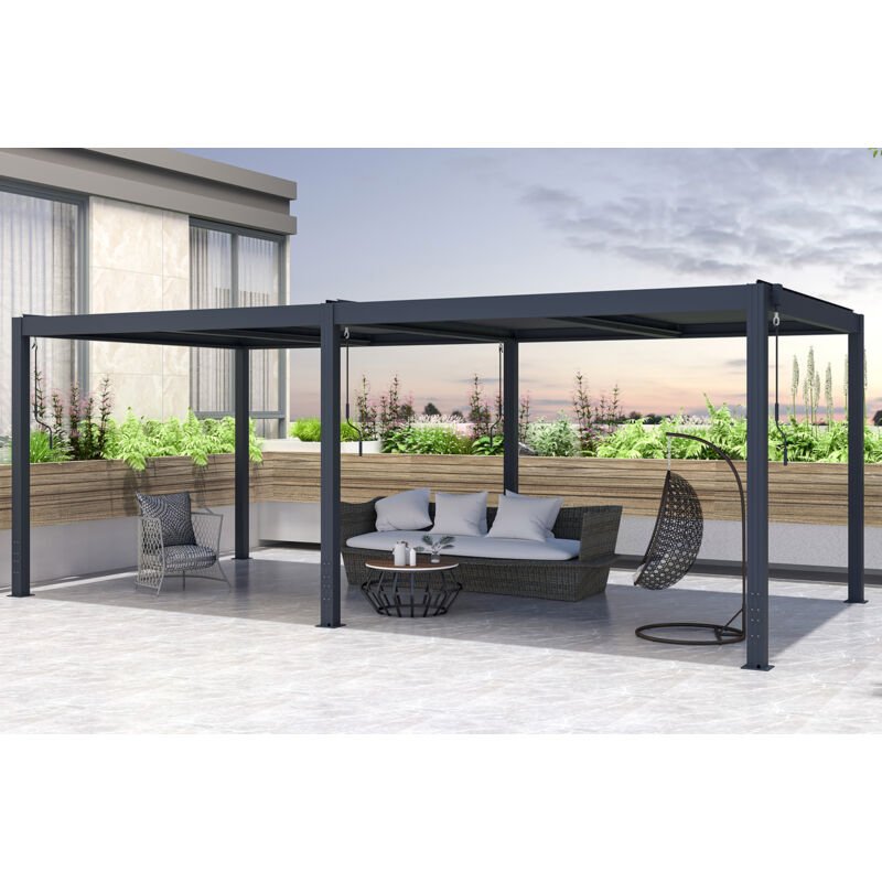 Pergola bioclimatique 5x3 m aluminium en déstockage